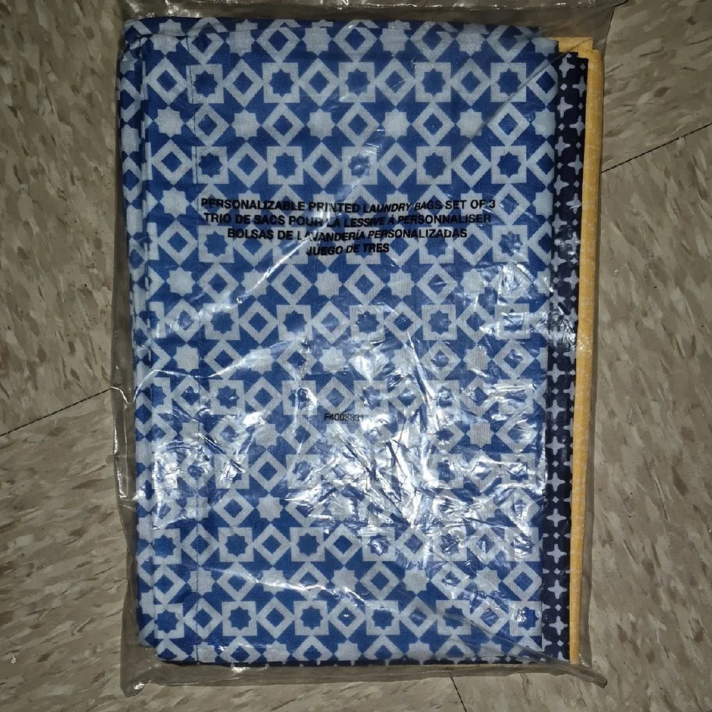 Avon Personalizable Printed Laundry Bag - Set of 3: Yellow, Royal & Navy 27